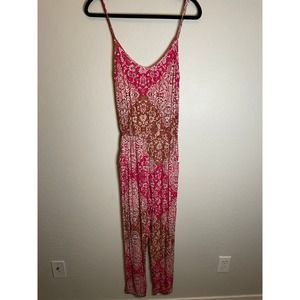 Show Me Your Mumu | Pink & Brown Beatrice Playsuit in Murocco Cloud Size Medium